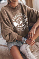 Round Neck Dropped Shoulder Graphic Sweatshirt