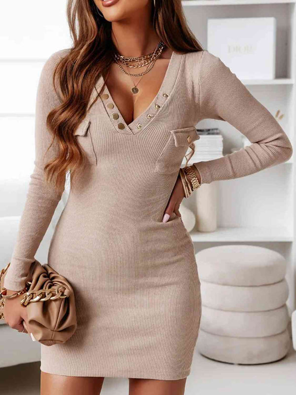 Long Sleeve Ribbed Dress