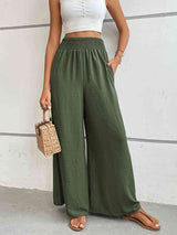 Wide Waistband Relax Fit Long Pants