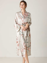 Floral Tie Waist Long Sleeve Robe - DeliveringBody