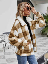 Plaid Zip-Up Collared Jacket