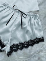 Lace Trim Cami, Shorts, Eye Mask, Scrunchie, and Bag Pajama Set - DeliveringBody