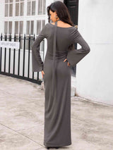 Tie Detail Long Sleeve Maxi Dress