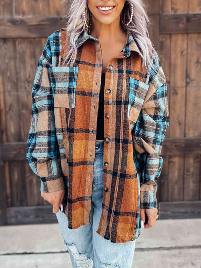 Plaid Collared Neck Button Down Shirt