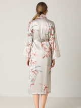 Floral Tie Waist Long Sleeve Robe - DeliveringBody