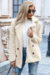 Full Size Lapel Collar Sherpa Coat