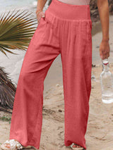 Smocked Waist Wide Leg Pants