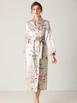 Floral Tie Waist Long Sleeve Robe - DeliveringBody