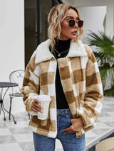 Plaid Zip-Up Collared Jacket