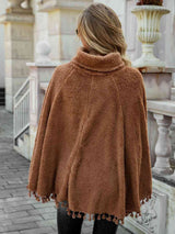 Turtleneck Tassel Hem Poncho