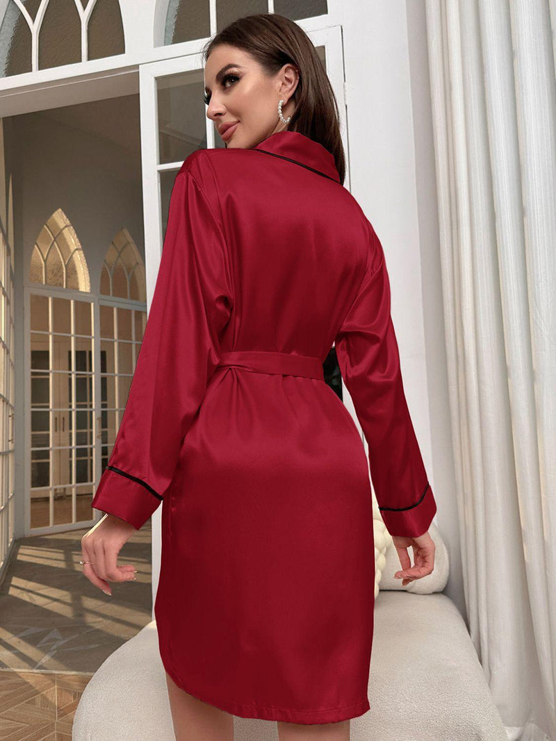 Tie Waist Surplice Neck Robe - DeliveringBody