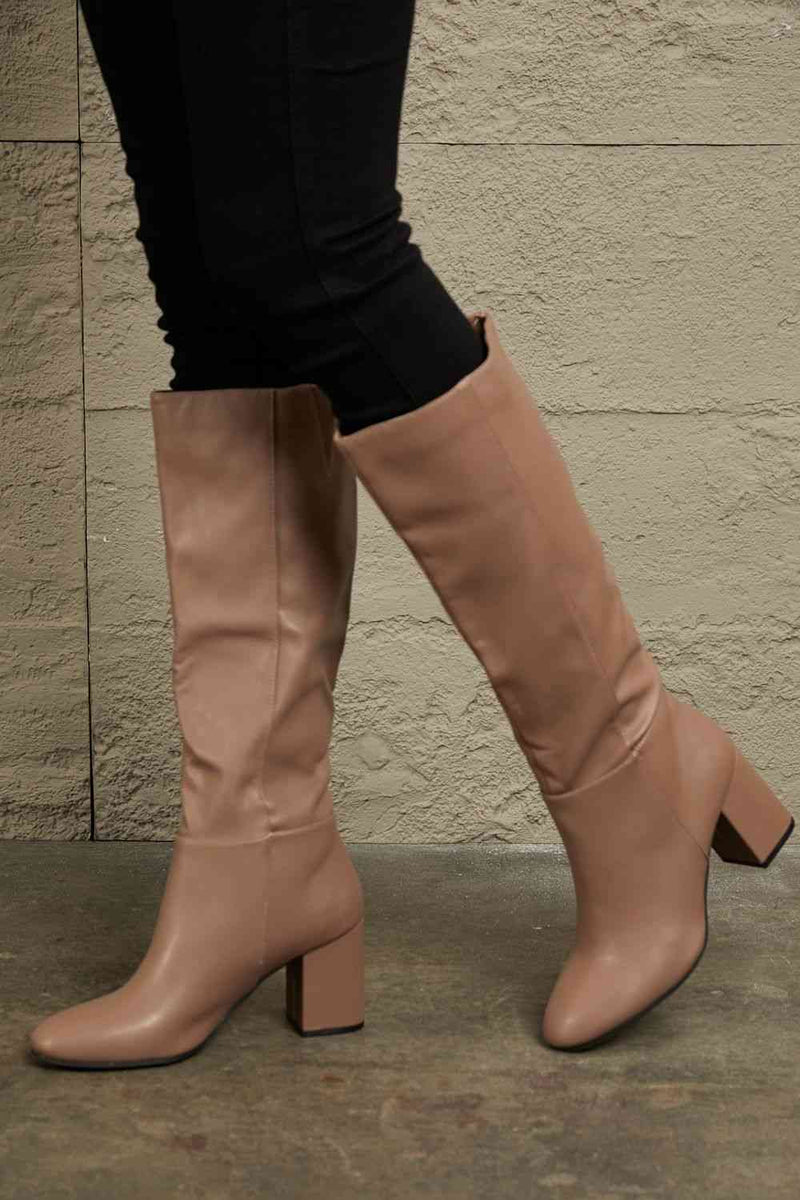 Leather High Heel Boots