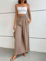 Wide Waistband Relax Fit Long Pants