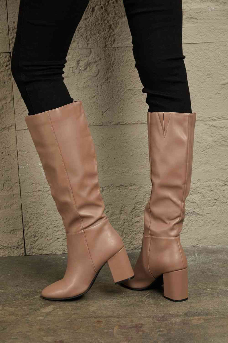 Leather High Heel Boots