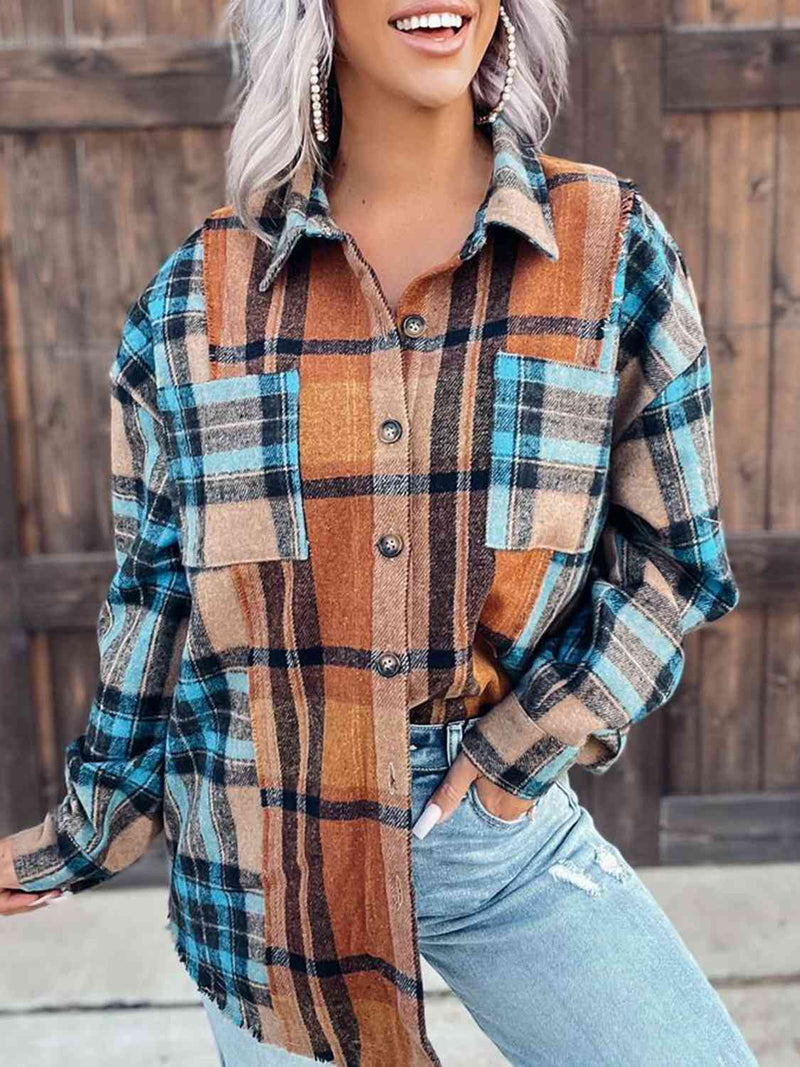 Plaid Collared Neck Button Down Shirt